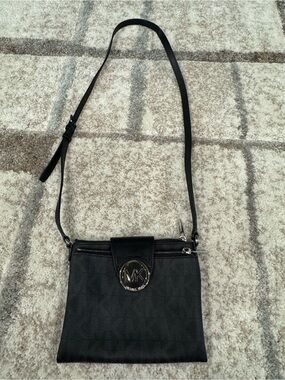 Michael Kors Black Adjustable Crossbody with MK Medallion